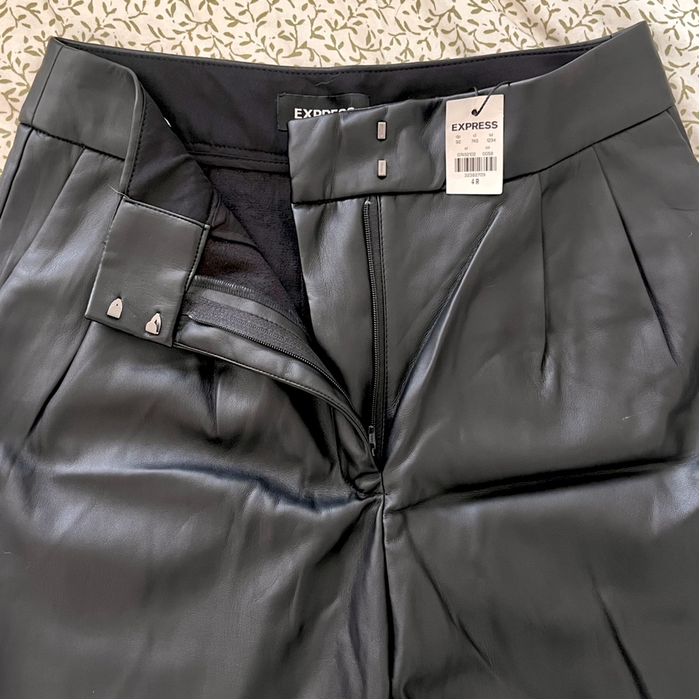 Express Black Faux Leather Trousers